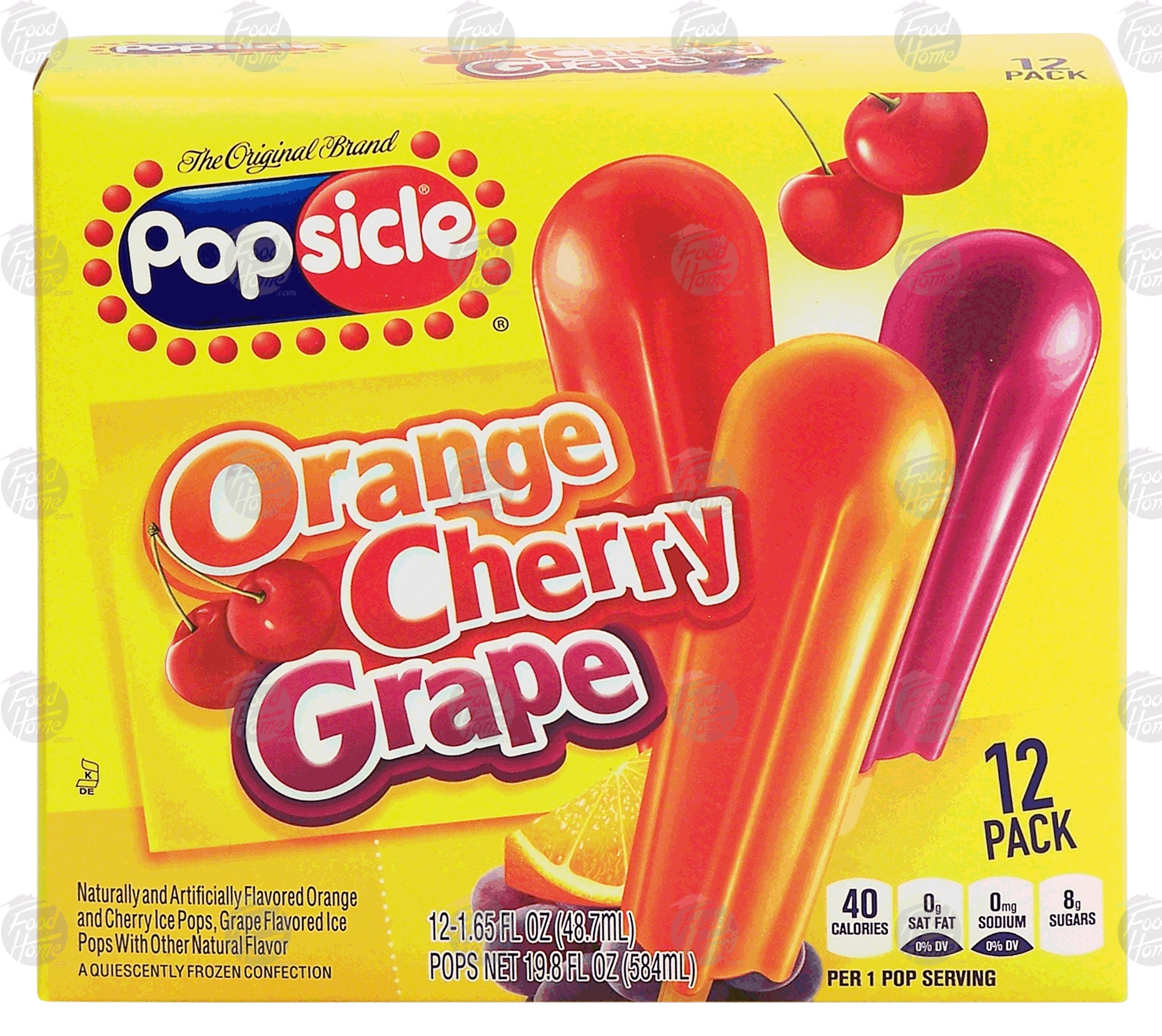 Popsicle&nbsp;&nbsp;ice pops, orange, cherry and grape, 12 pack Full-Size Picture